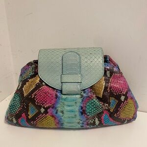 Multicolor Snakeskin Pattern Clutch